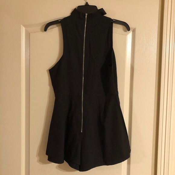 Black Romper with Embroidered Flowers - Picture 3 of 3